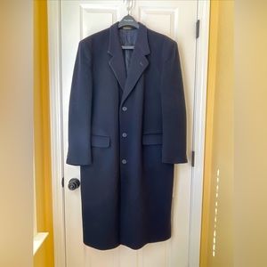 Elegant Black Mens Black Wool Long Dress Coat W/Liner. Size 42! Excellent Buy!